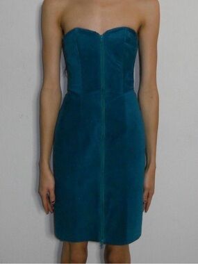 80s Teal Suede Dress